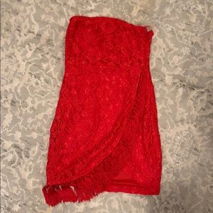 Red laced mini dress